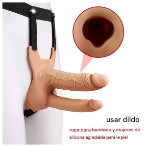 Dildo con arnés de doble Penetración-0