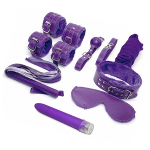 KIT VIBRO Y 7 PIEZAS BONDAGE SET PURPURA