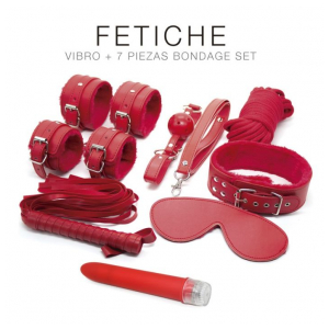 KIT VIBRO Y 7 PIEZAS BONDAGE SET ROJO-0
