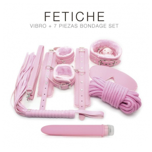 KIT VIBRO Y 7 PIEZAS BONDAGE SET ROSADO-0