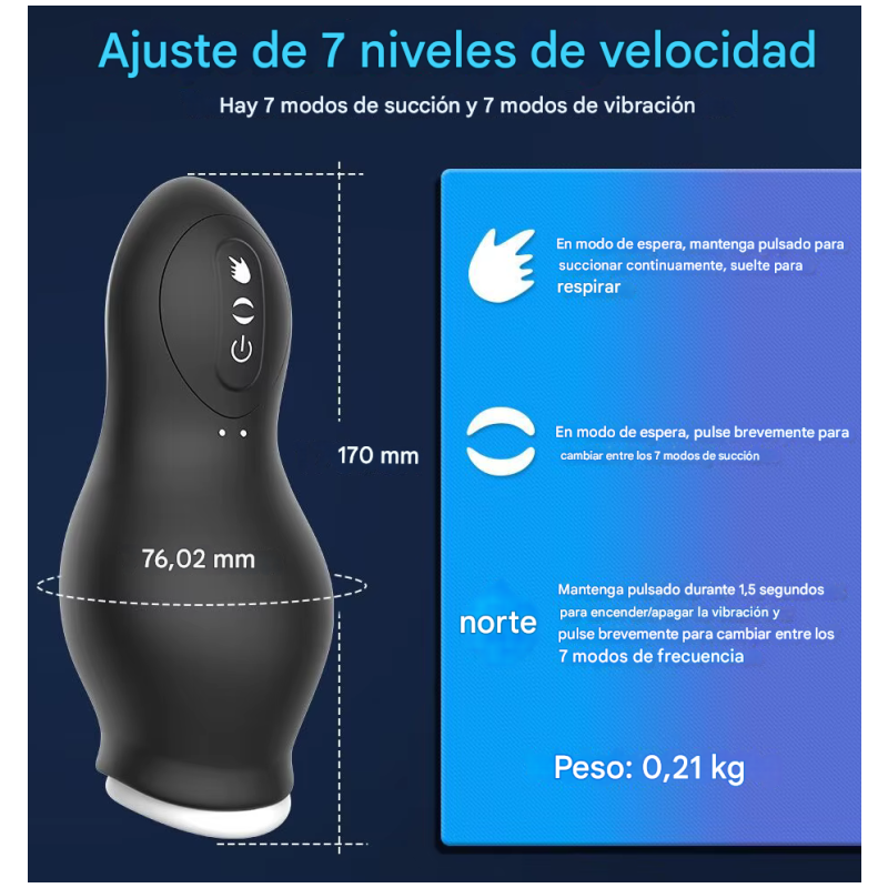 Masturbador -  Vibrador  Y Succionador Recargable