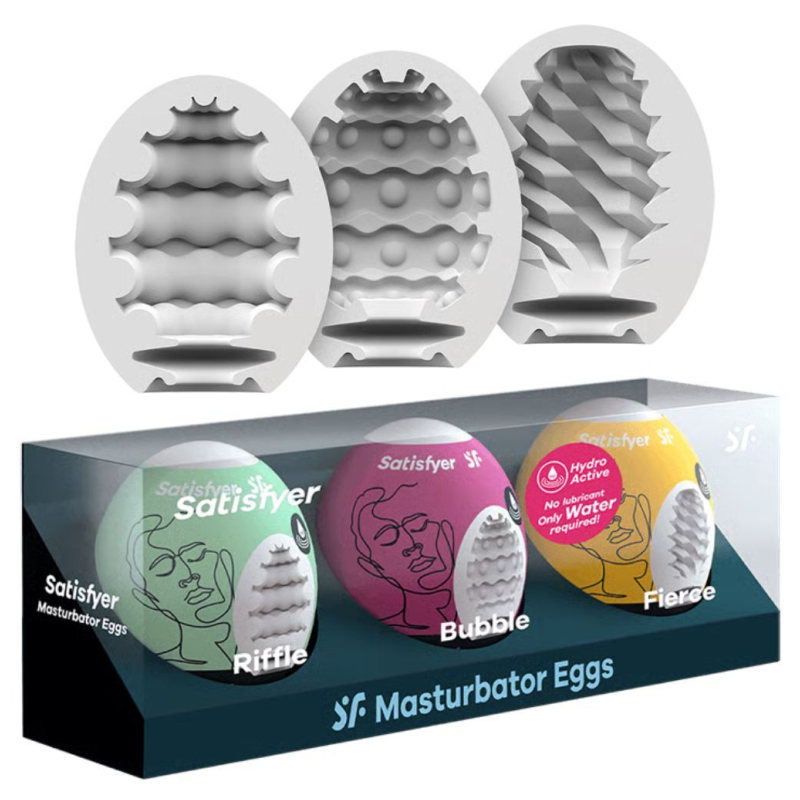 Set de 3 huevos masturbadores: Riffle, Bubble, Fierce